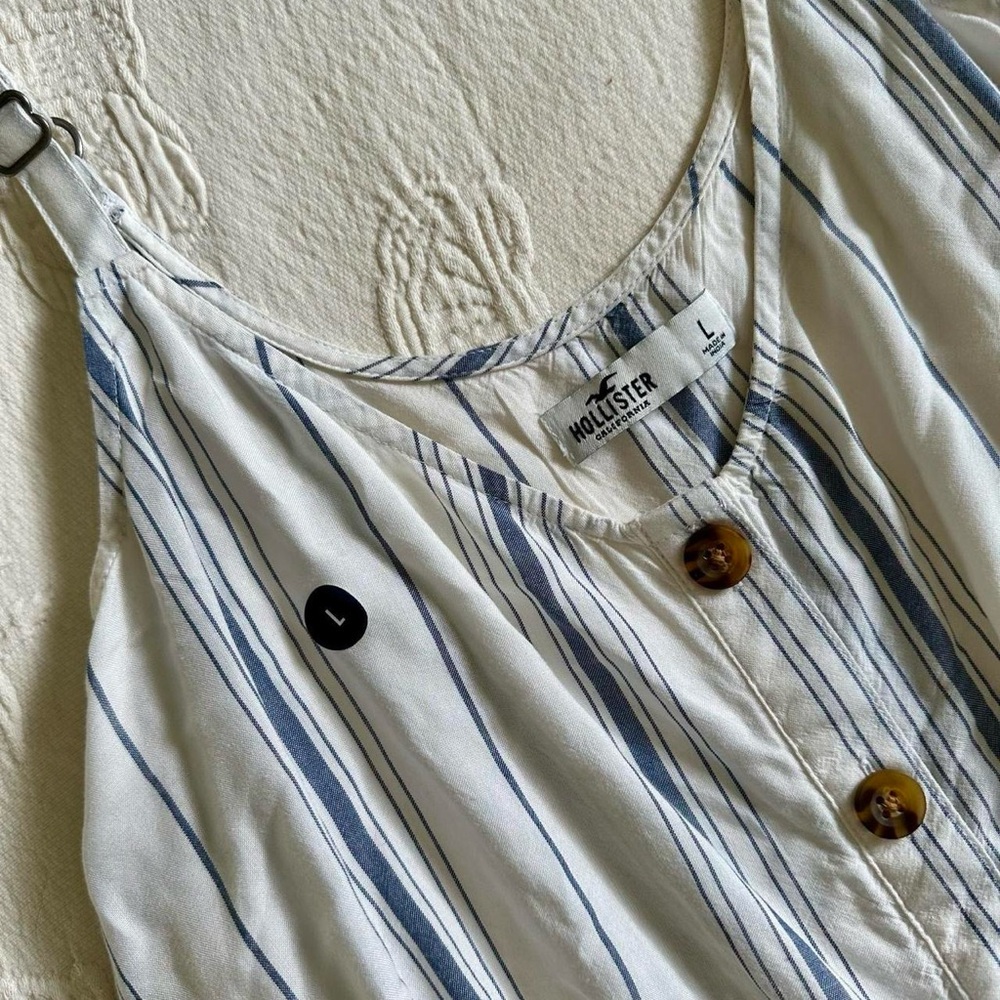 Brand New Hollister White and Blue Striped Blouse